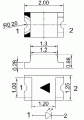 Rysunek techniczny diody SMD w rozmiarze 0805
